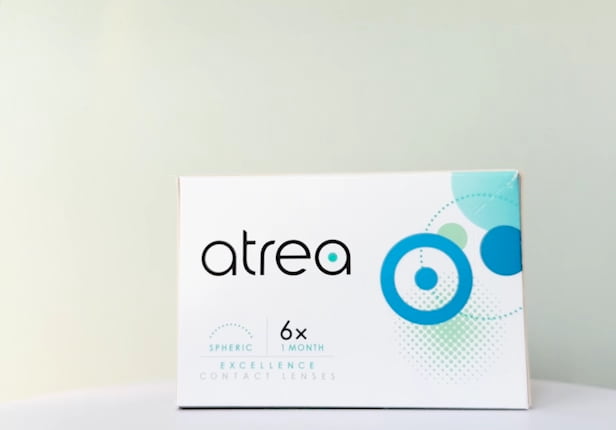 Verpakking van Atrea-contactlenzen.