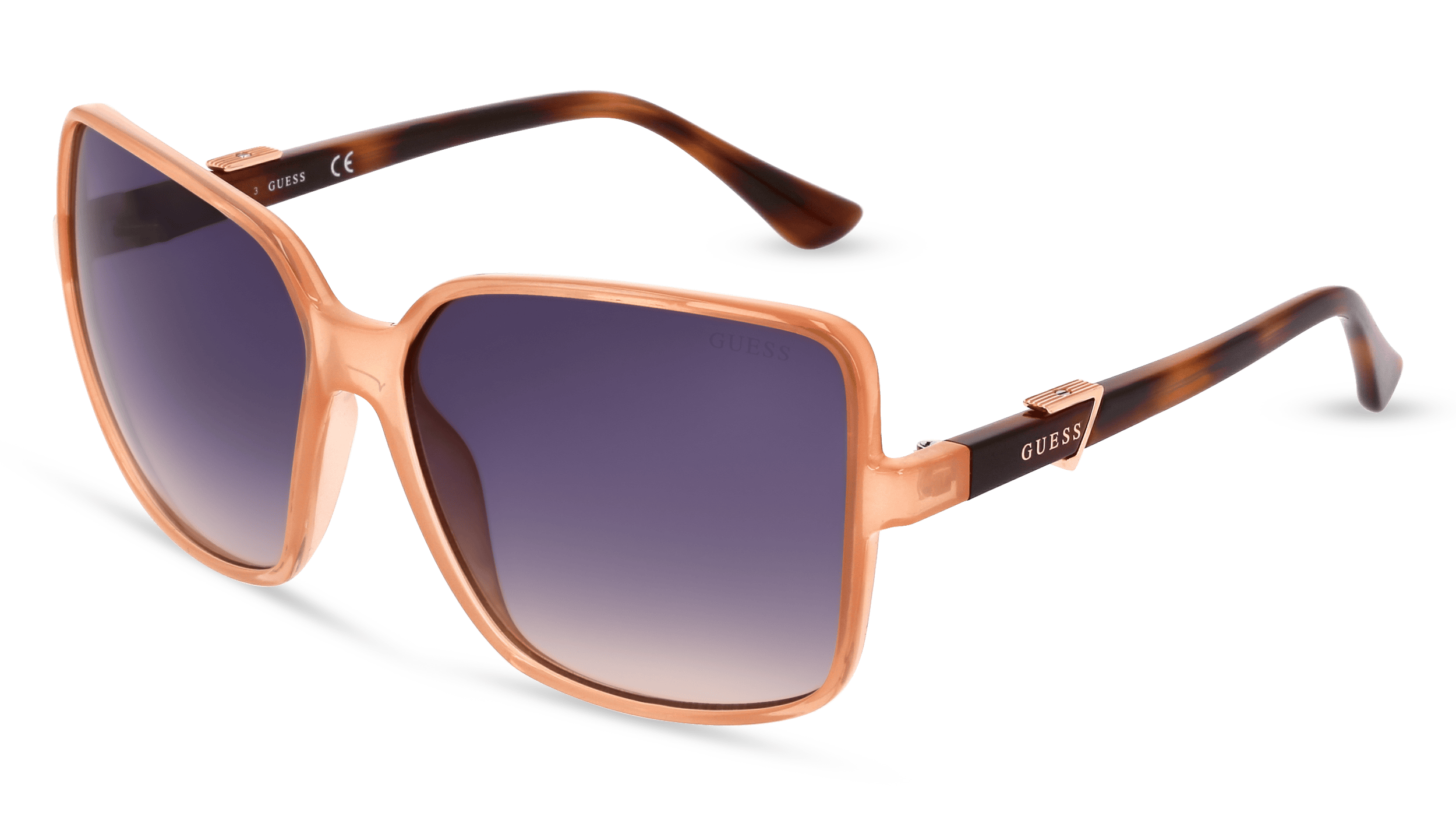 GUESS GU7812 Unisex Zonnebril, Zalm glanzend