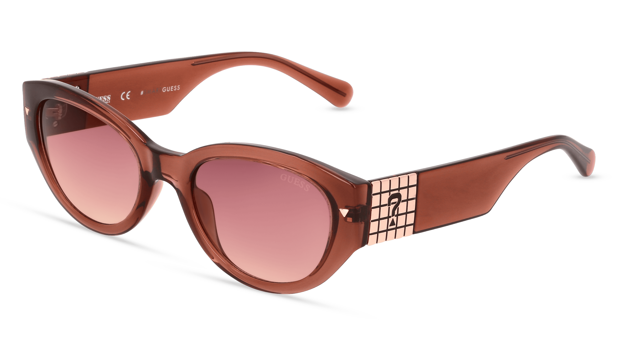 GUESS GU8241 Unisex Zonnebril, bruin transparant