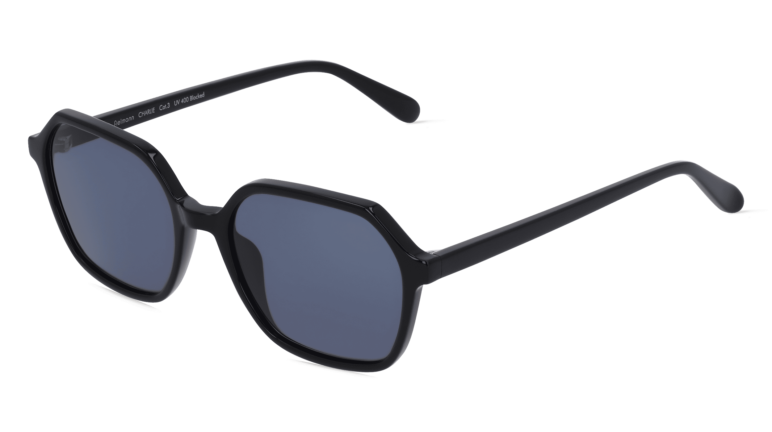 Fielmann ABC 071 SUN FA CHARLIE Unisex Zonnebril, Zwart glanzend