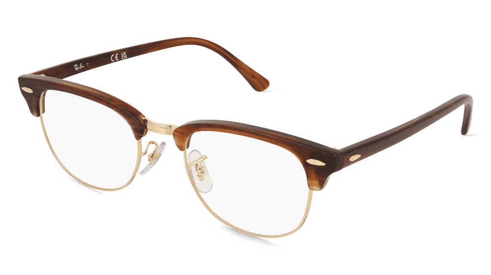 Ray-Ban 0RX5154 CLUBMASTER bruin gestreept Hoekaanzicht