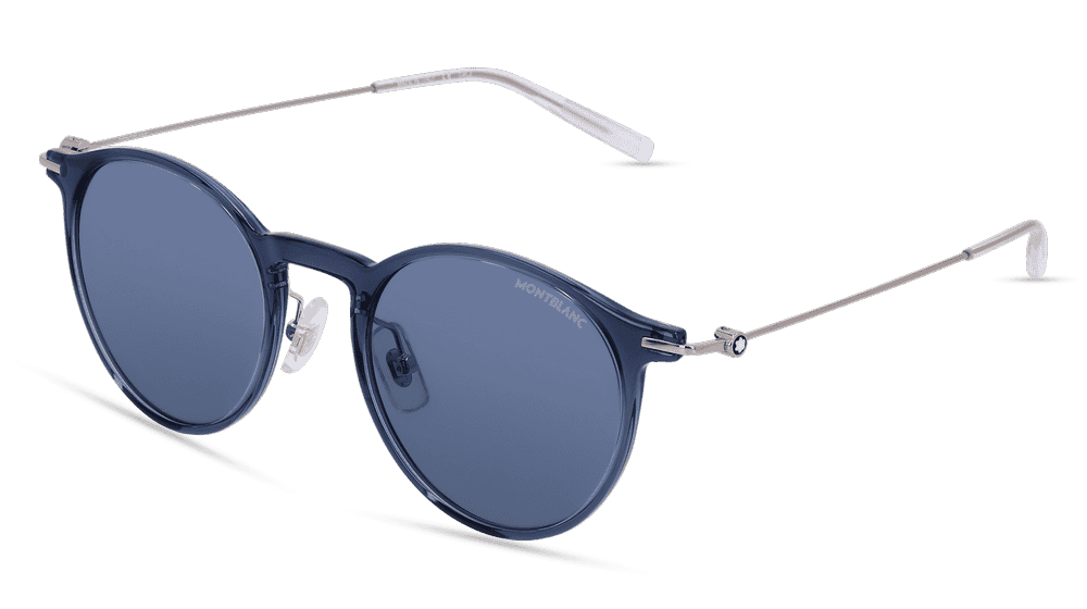 MONTBLANC MB0097S blauw transparant Hoekaanzicht