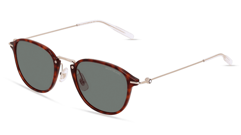 MONTBLANC MB0155S Havana goud Hoekaanzicht