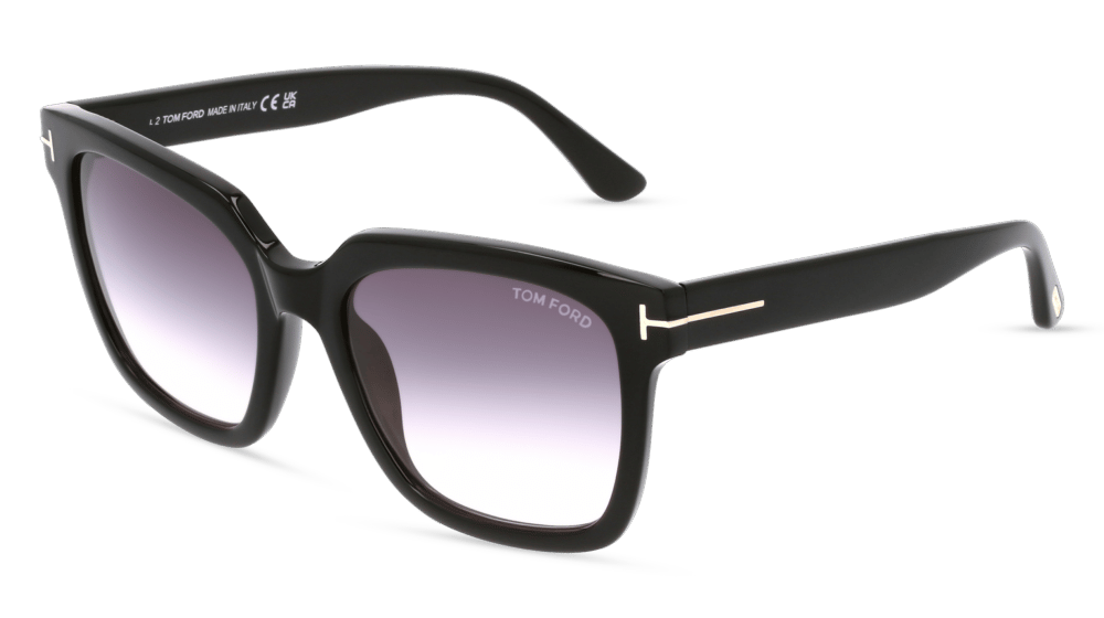 Tom Ford FT 0952 SELBY Zwart glanzend Hoekaanzicht