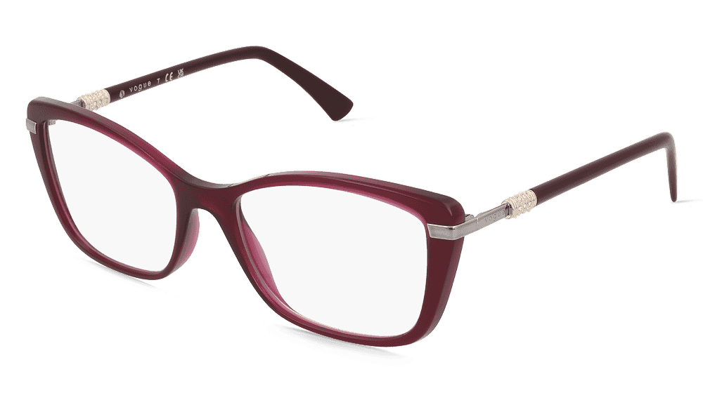 Vogue 0VO5487B Rouge transparent Vue d'angle