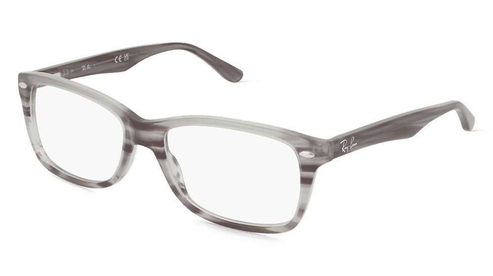 Ray-Ban RX5228 Bruin gemarmerd Hoekaanzicht