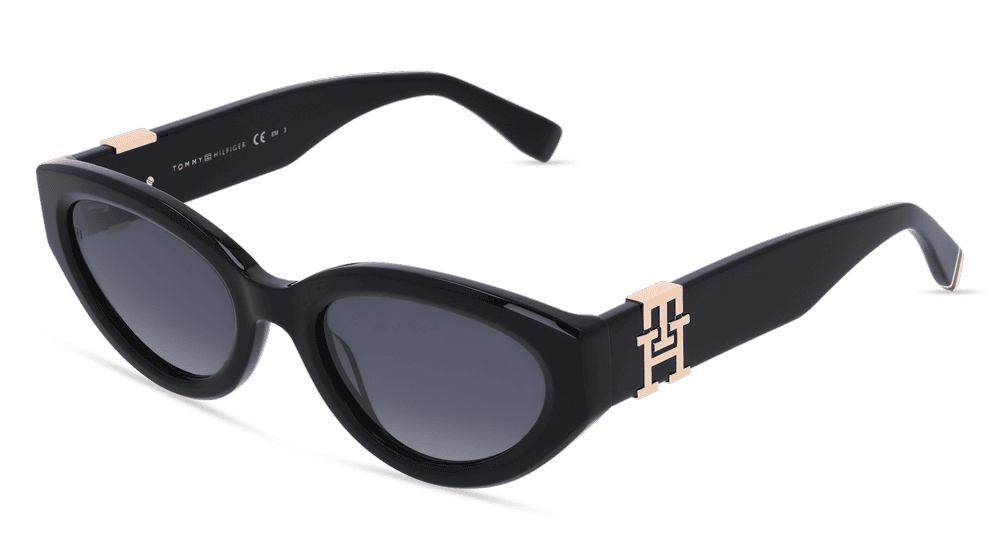 TOMMY HILFIGER EYEWEAR TH 1957/S Zwart glanzend Hoekaanzicht