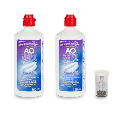 AOSept Plus 2x360ml Lenzenvloeistof met 1 houder