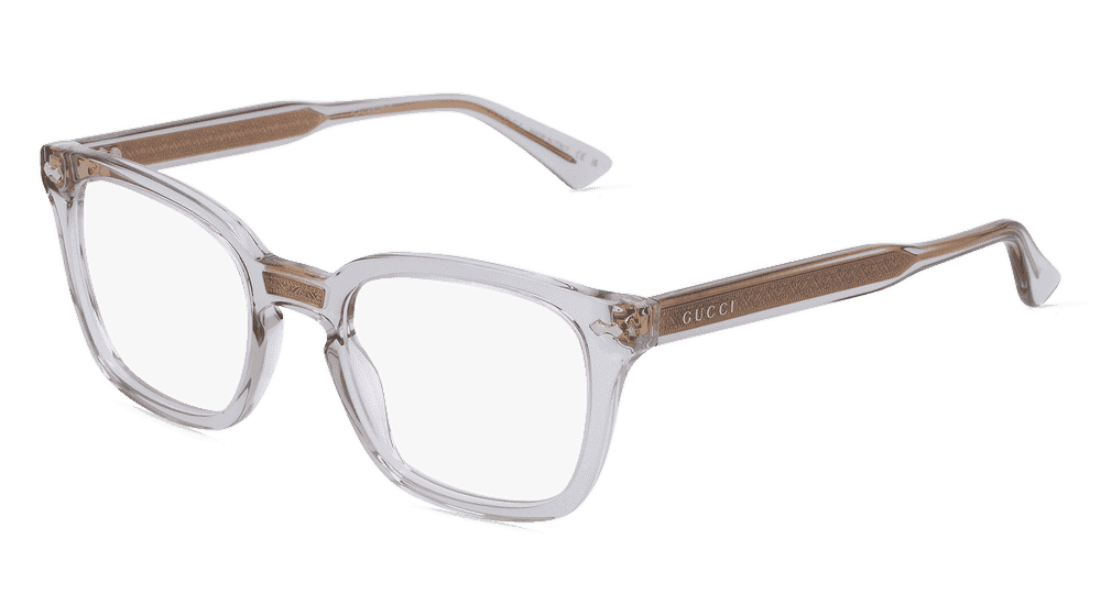 Gucci GG0184O wit transparant Hoekaanzicht