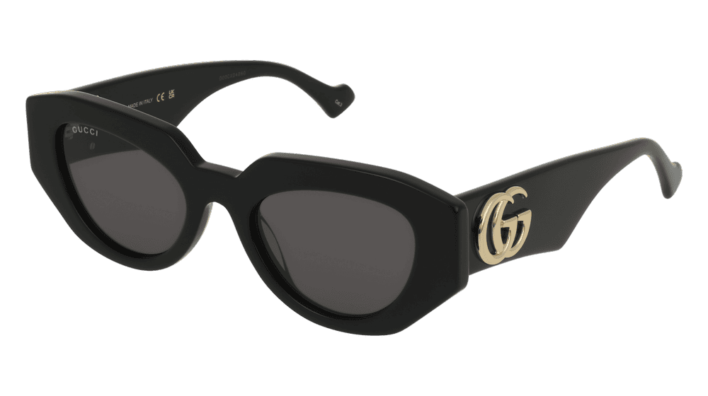 Gucci GG1421S Noir gris Vue d'angle
