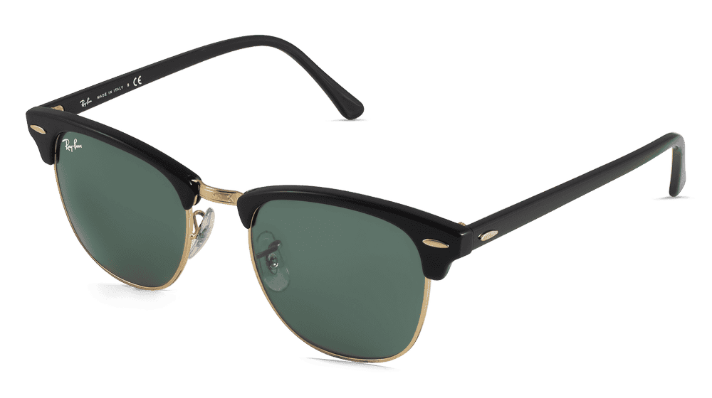 RAY-BAN RB 3016 CLUBMASTER Noir or Vue d'angle