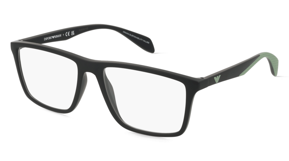 Emporio Armani EA3230 zwart mat Hoekaanzicht