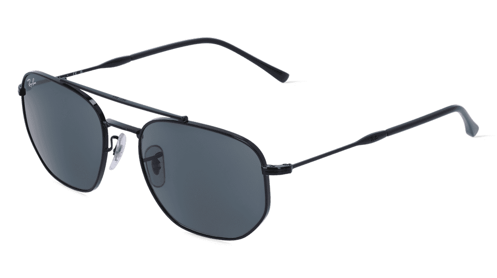 Ray-Ban RB 3707 Noir brillant Vue d'angle