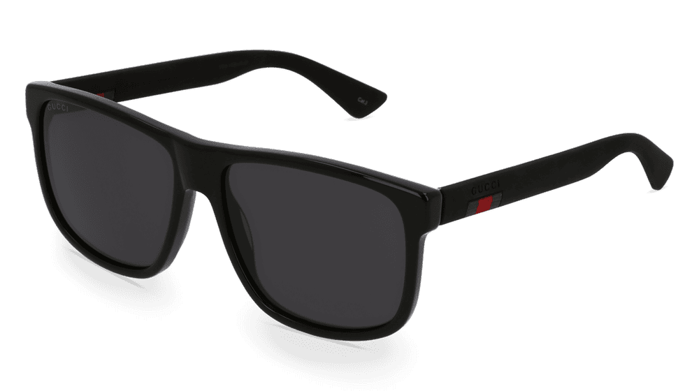 GUCCI GG0010S Noir brillant Vue d'angle