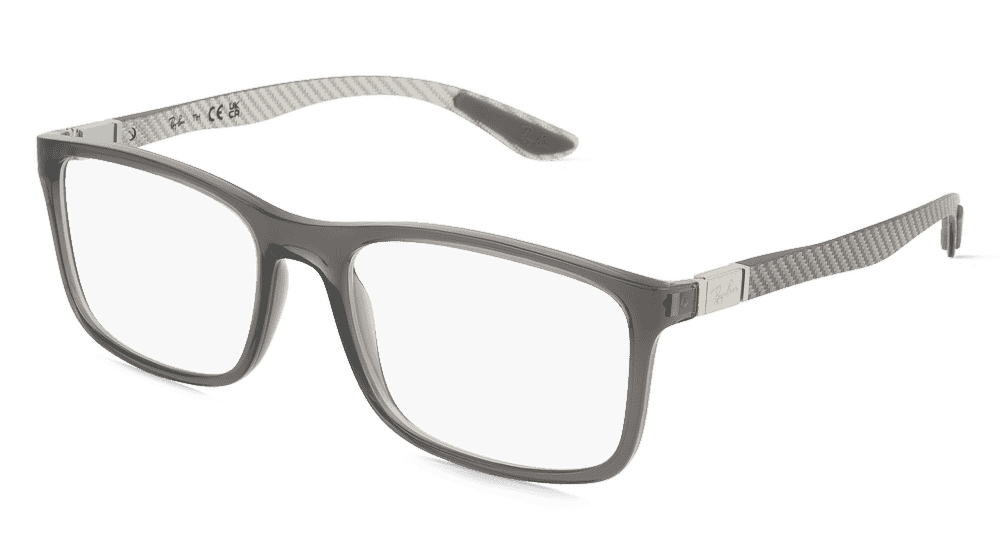 Ray-Ban 0RX8908 Gris transparent Vue d'angle