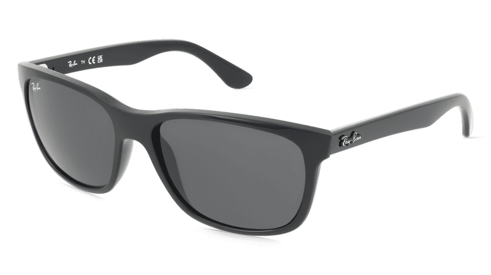 RAY-BAN RB 4181 Noir brillant Vue d'angle