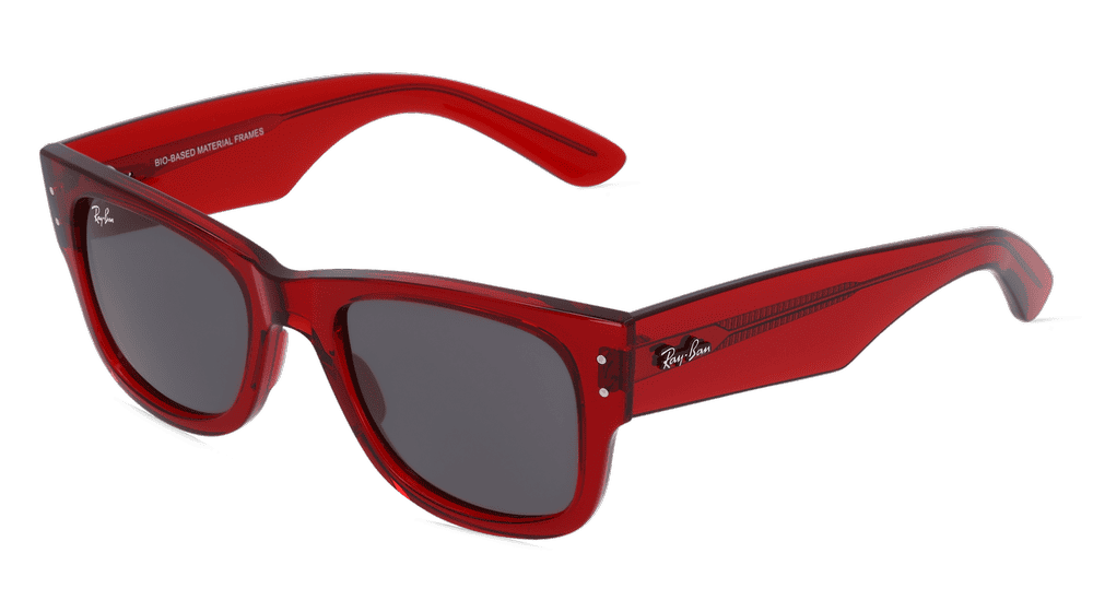 Ray-Ban RB0840S MEGA WAYFARER Rouge transparent Vue d'angle