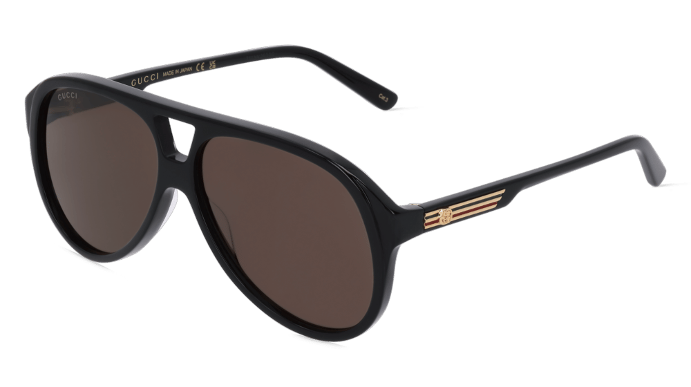 Gucci GG1286S Noir brillant Vue d'angle