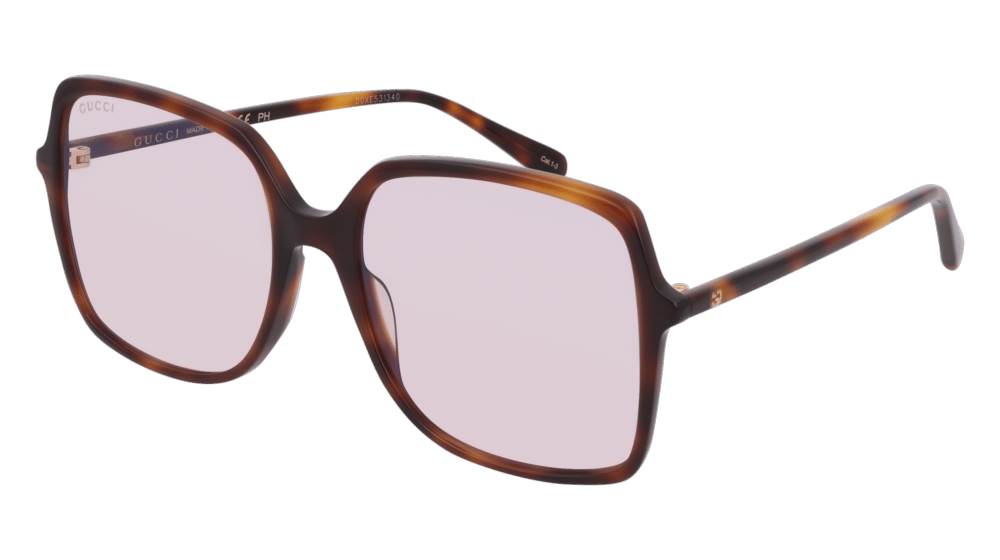 Gucci GG0544S Havanna brillant Vue d'angle