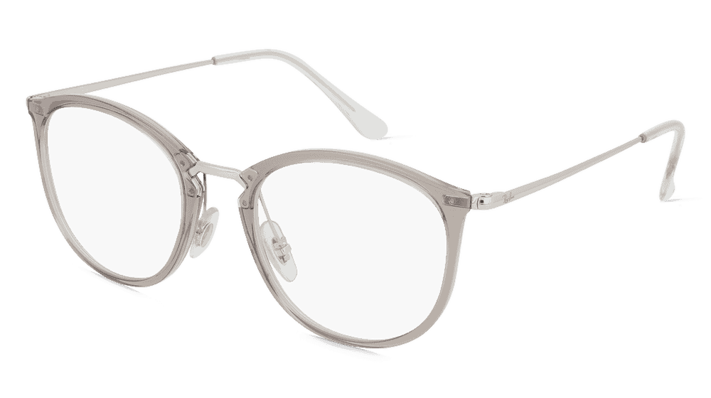 Ray-Ban RX7140 Gris transparent Vue d'angle