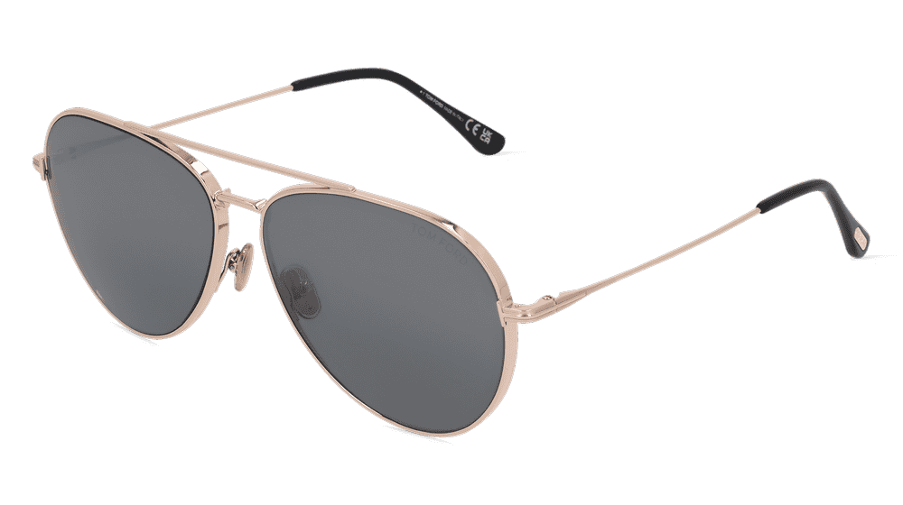 Tom Ford FT0996 DASHEL-02 Goud licht Hoekaanzicht