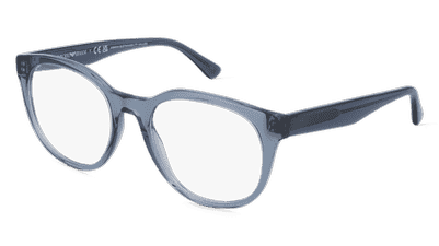 Emporio Armani EA3207 blauw transparant Hoekaanzicht