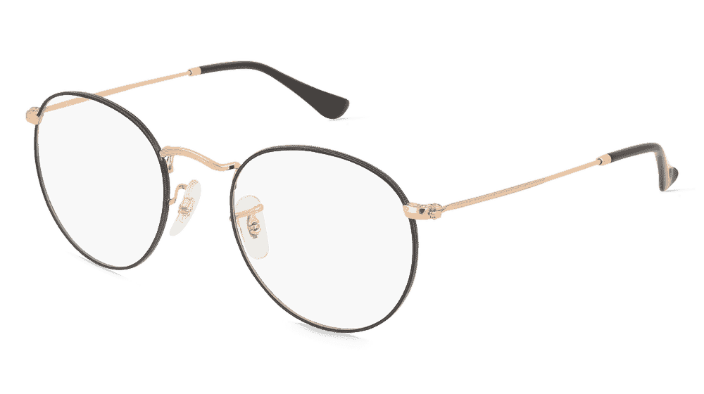 Ray-Ban 0RX3447V ROUND METAL Zwart rosegoud Hoekaanzicht