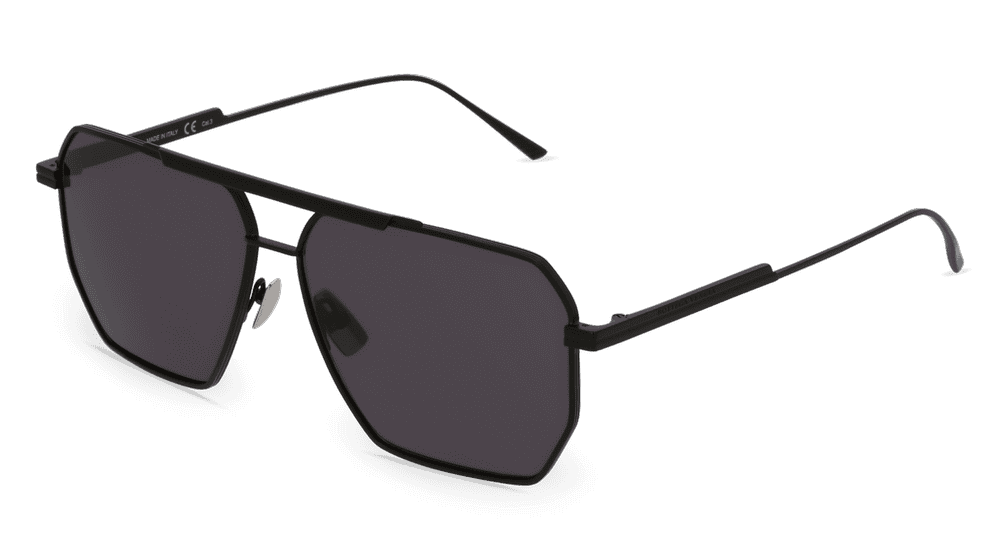 BOTTEGA VENETA BV1012S Zwart glanzend Hoekaanzicht
