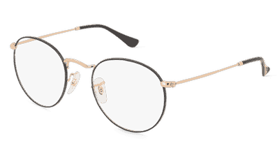 Ray-Ban 0RX3447V ROUND METAL Zwart rosegoud Hoekaanzicht