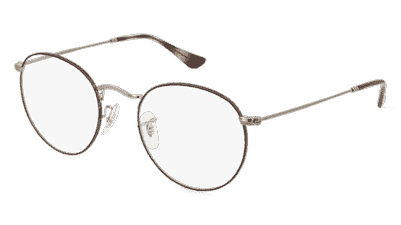 Ray-Ban 0RX3447V ROUND METAL Zwart rosegoud Hoekaanzicht
