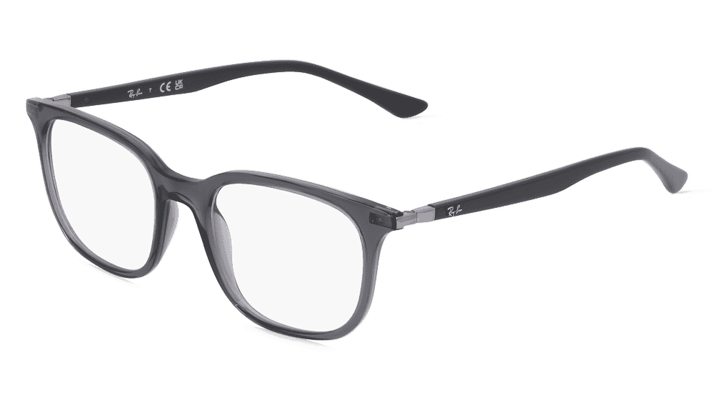Ray-Ban RX7211 Gris transparent Vue d'angle