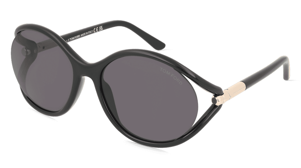 Tom Ford FT1090 MELODY Zwart glanzend Hoekaanzicht